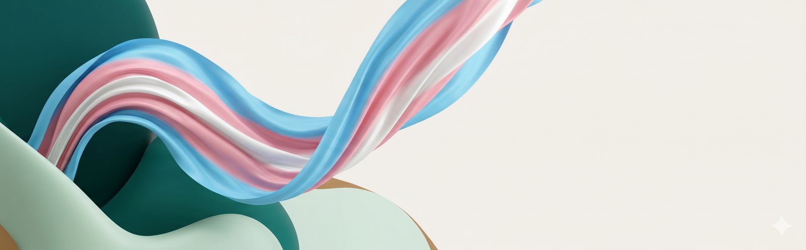 Fita com as cores da bandeira trans representando saúde e identidade